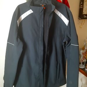 Hawx Men's Black Reflective Polar Fleece Zip-Front Work Moto Jacket